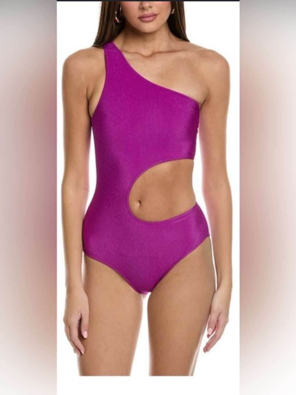 NWT Zadig & Voltaire Crinkle One Shoulder Swimsuit in Prune Size 38